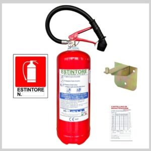 Estintore a Schiuma 6 Litri Certificato e Omologato, con Staffa, Cartello e Primo Tagliando di Controllo