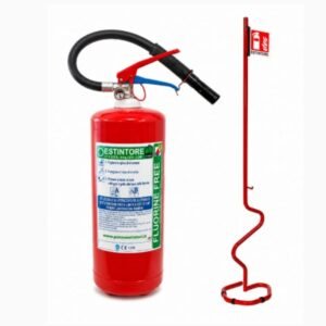 Estintore a Schiuma Fluorine Free 6L Classe di fuoco 27A 144B 40 F con Piantana Porta Estintore