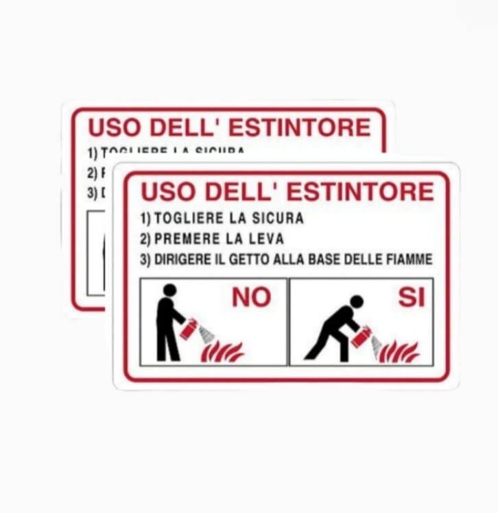 N° 2 CARTELLI SEGNALETICI IN PLASTICA 18X12 USO DELL’ESTINTORE