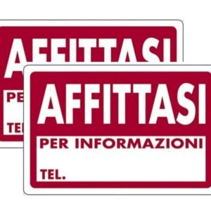 2 CARTELLI SEGNALETICI IN PLASTICA 20X30 AFFITTASI IMBUSTATO SINGOLARMENTE